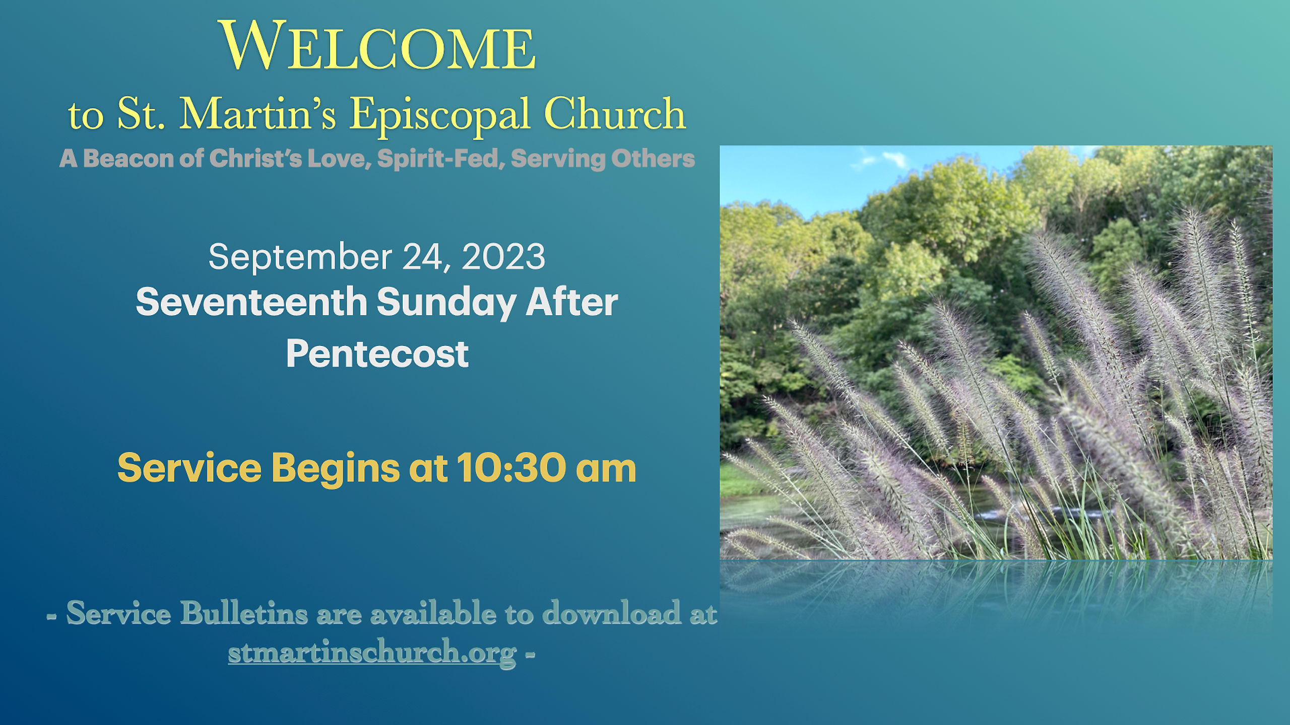 In-Person and Livestream Broadcast of Holy Eucharist Service for the 17th Sunday after Pentecost